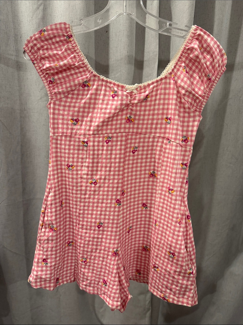 Old Navy Pink Gingham Floral One-Piece